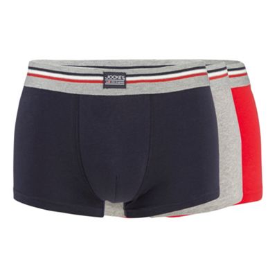 Jockey Pack of three red navy and grey trunks